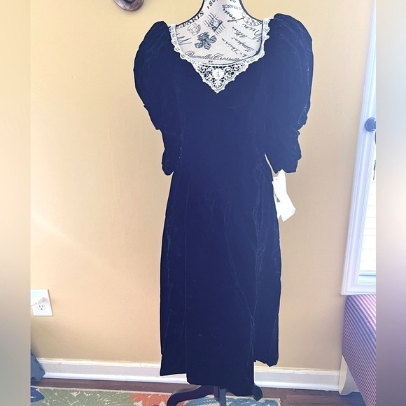 Gunne Sax Jessica McClintock VTG 80s Velvet Royal Black  Size 7 - Picture 10 of 11